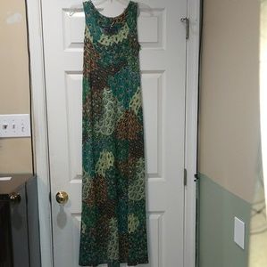 Ellen Parker green multi-color maxi dress -Size S